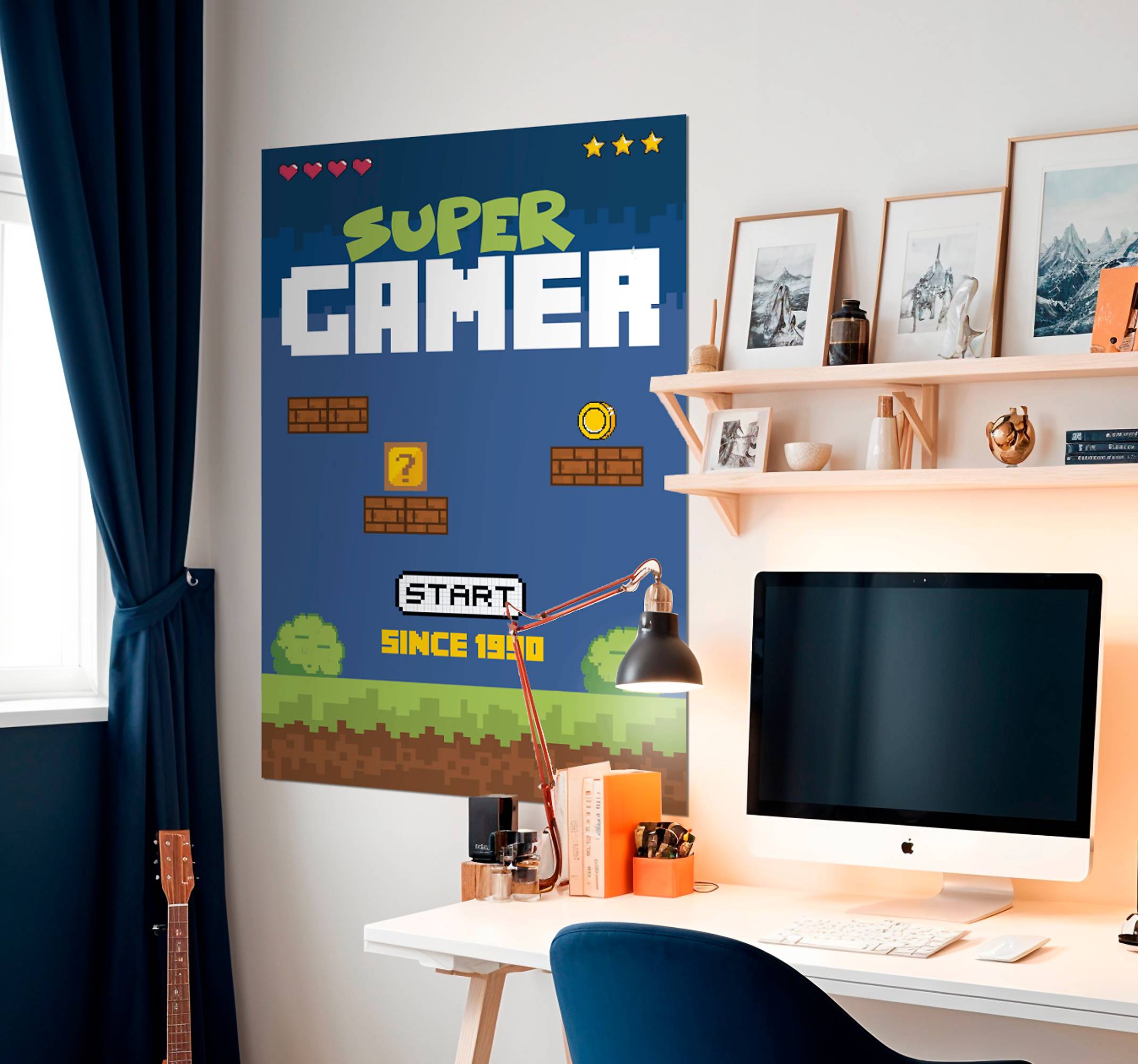 super gamer retrostil videospel affisch
