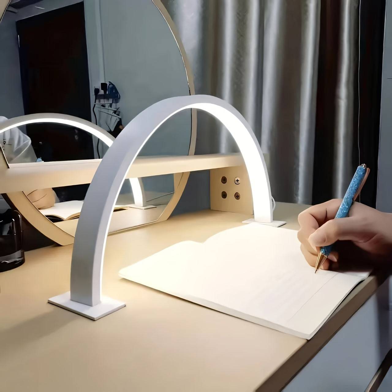 White Crescent Moon LED Desk Lamp - Adjustable Brightness - White Beauty Nail Lamp 1 Pack