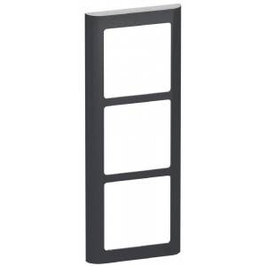 LK FUGA® – Soft 63 lodret design ramme, 3 modul, koksgrå + teknisk monteringsramme