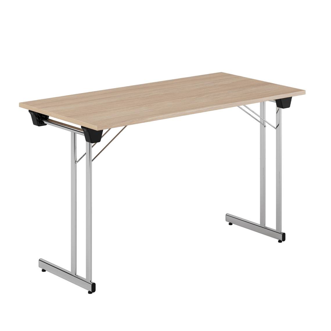 Fällbart bord Kongress Style, Storlek 120 x 50 cm, Bordsskiva Urban Oak, Stativ Krom