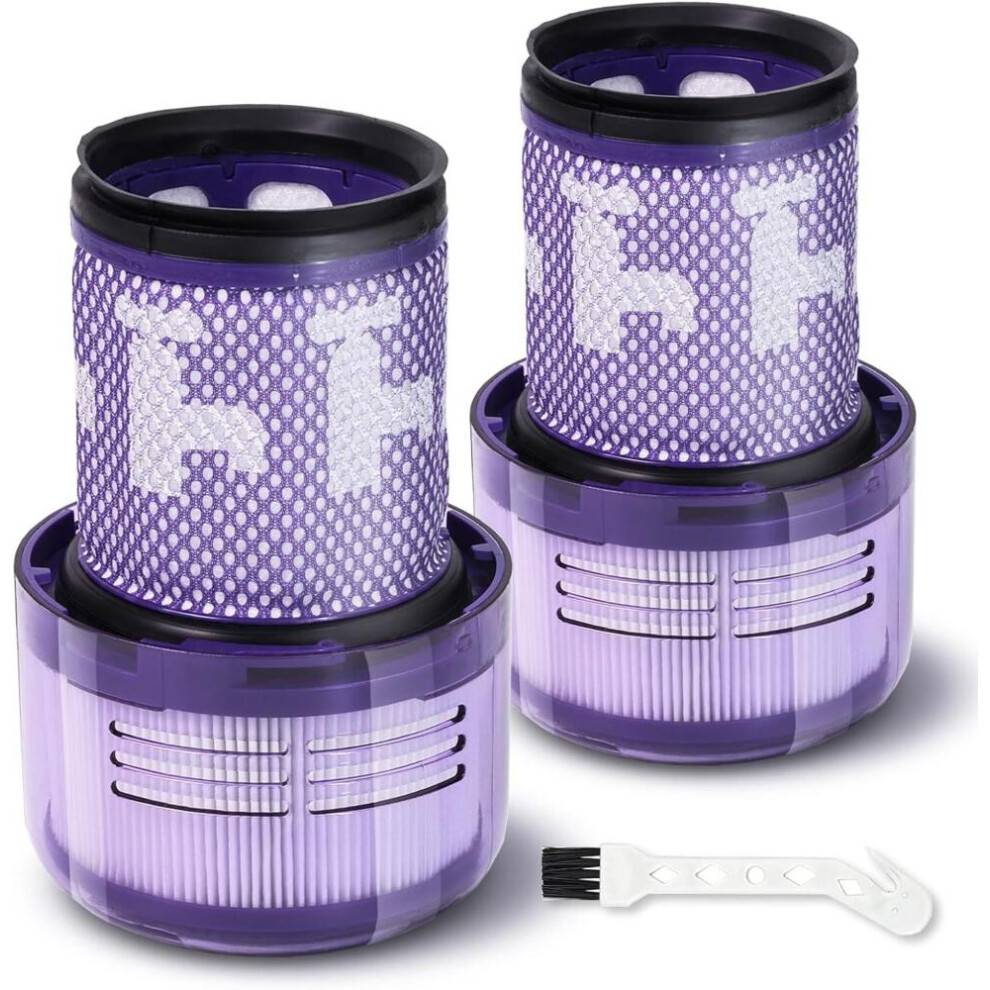 Udskiftningsfiltre til Dyson V12 SV34 SV35, 2-pak filtre og 1 rengøringsbørste. Kompatibel med Detect Slim, Detect Slim Animal, Slim+