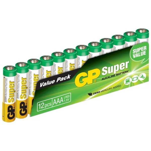 Batteri, GP, Alkaline, AAA, 1,5V, 12 st