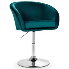 GIANTEX Barstol höjdjusterbar sammet, vadderad barstol, stoppstol, 360° roterbar, snurrstol, snurrstol, ergonomisk med ryggstöd, accentstol matrumsstol (mossgrön)