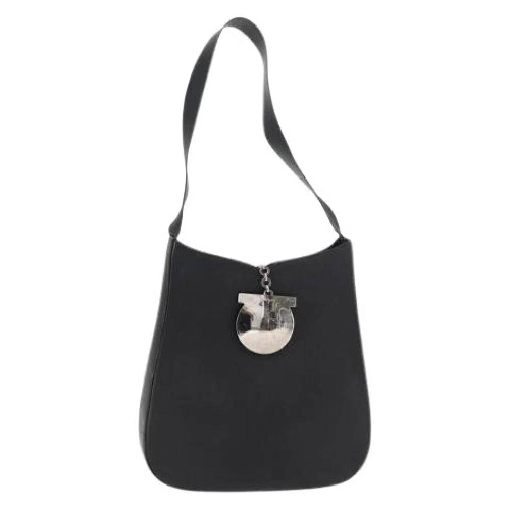 Salvatore Ferragamo Pre-owned Pre-owned Læder Skuldertaske - Vintage - Dame - Sort - ONE SIZE - Uld