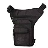 HAOSHUAI Multifunktionell utomhus droppe taktisk benväska stöldsäker militär lår midja midjeväska vattentät nylon bröst crossbody-väskor resor vandring klättring cykling utomhus (svart)