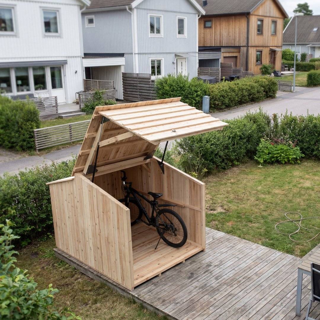 Cykelförråd trä Sigvard 3 m² för 3 cyklar - byggsats