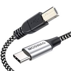 MOSWAG MIDI USB Conversion Cable 2m USB Type C Printer Cable Applicable to Audio DAC Mixer MIDI Electronic DJ FAX (USB-A-USB-B) (2 meters) Keyboard, svart
