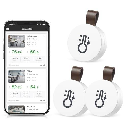 Brifit Bluetooth Thermometer Hygrometer, Digital Thermometer Hygrometer mit APP & Datenspeicherung, Temperatur Feuchtigkeitssensor für Haus, Büro, Gewächshaus, Weinkeller, 3 Pack