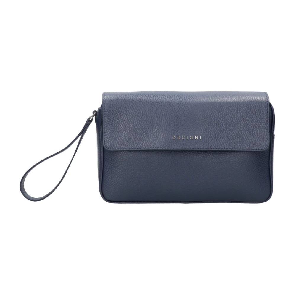 Orciani Blå Læder Clutch Taske - Tasker - Herre - Blå - ONE SIZE - Læder