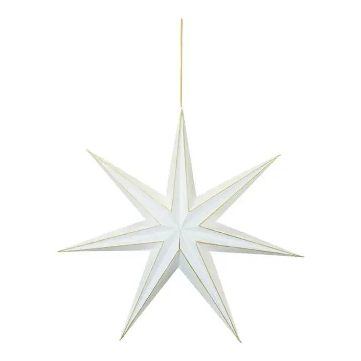 Foldbar stjerne, 40cm, hvid/guld, julepynt.