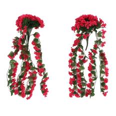 2PCS Artificial Violet Hanging Flowers Simulation Plastic Fake Plants for Decoration Garden Patio rosa röd färg