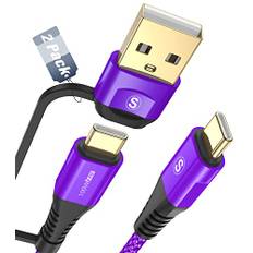 100 W USB C multi-USB-kabel [2 stycken 2 M], 2 i 1 5A PD QC supersnabbladdningskabel multi USB A/USB C till USB C-kabel nylon laddningskabel för iPhone 15 16 bärbar dator surfplatta Galaxy S24 S23 S22
