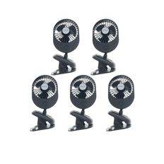 USB Ventilator Med Bordklemme | 5 stk. | Sort | 2W | Bordventilator