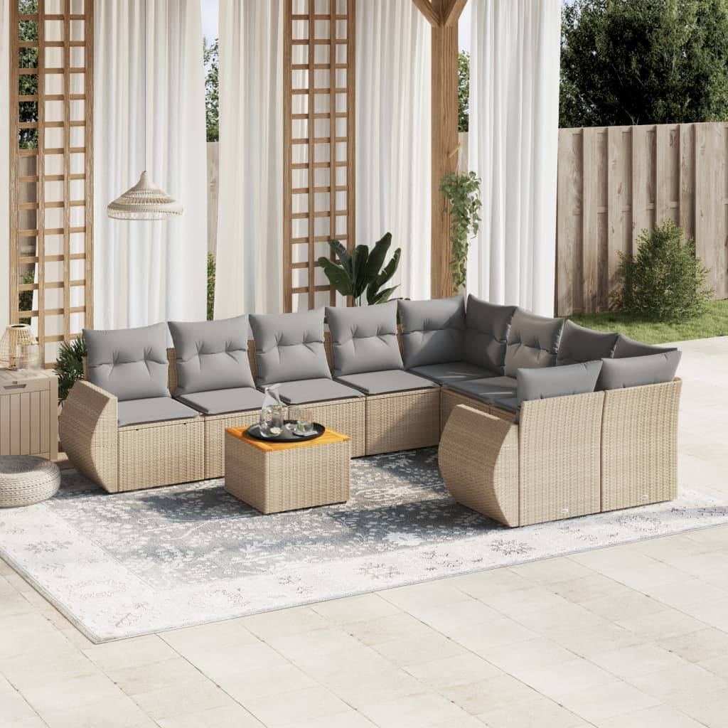 Sofasæt Til Haven 9 Dele Med Hynder Polyrattan - beige og grå