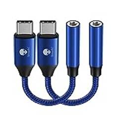 USB C till 3,5 mm uttagadapter, Stouchi USB C hörlurar ljuduttag adapter typ C till 3,5 mm Hi-Fi DAC kompatibel med Samsung Galaxy S23/S22/S21, Pad Air 4 Pad Pro 2022, Note20, Pixel 7, Pad mini 6-blå,