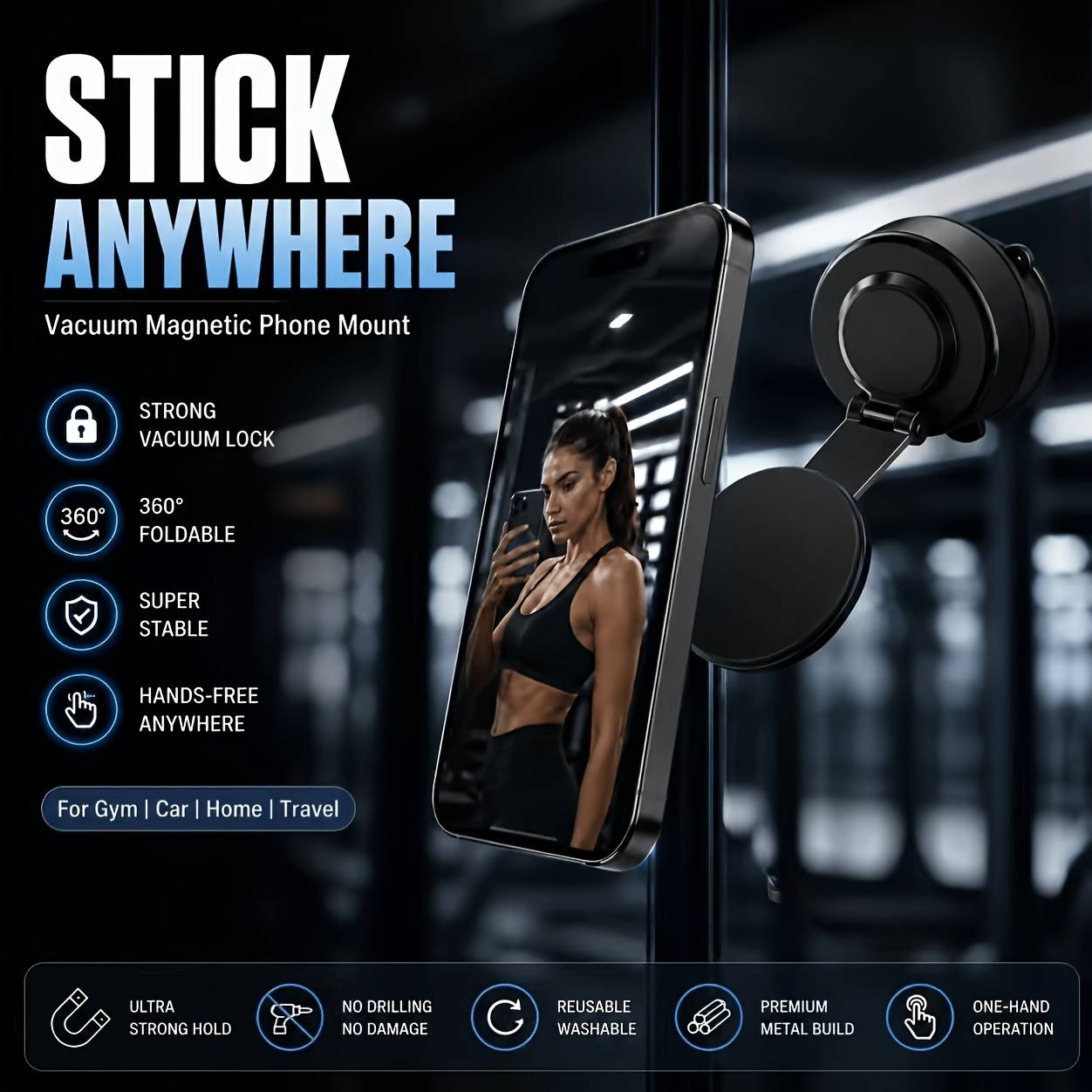 360° Rotatable Adjustable Car Phone Mount With Vacuum Suction Cup, Suitable For Magsafe Car Phone Mount, Suitable For Iphone Series And Phones