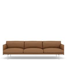 Muuto Outline Sofa - 3.5pers. - Cognac Refine Læder - Alu Stel