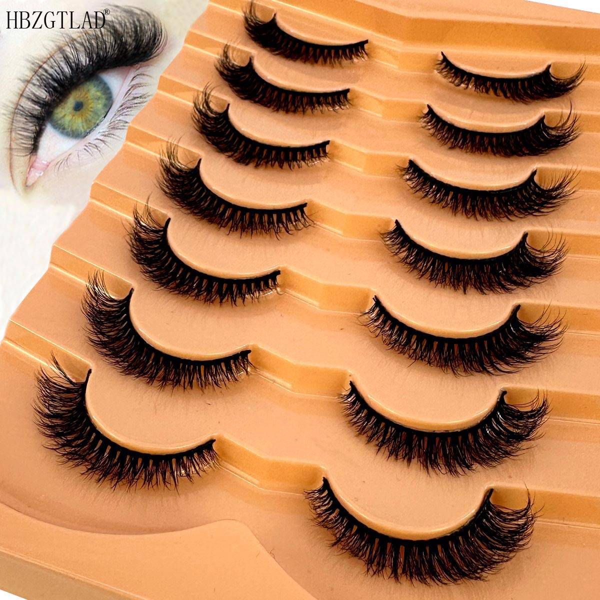 New 7 Pairs Lashes 3D Mink Fluffy Eyelashes Short Lasting Thick Wispy Natural Lashes Dramatic Volume Lashes Extension Thick Long