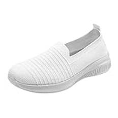 Damskor promenadskor andas, mode slip-on sportskor fritidsskor löparskor dam lätta slip-skor dam sneakers platta sneakers dam komfortskor skor sommarskor, Vit 2, 42 EU