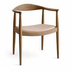 PP Möbler - PP501 Round Chair/ The Chair - Natur lädersits - Ek oljad - Matstolar - Hans J. Wegner - Träfärgad - Trä