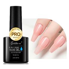 Gelike ec Nagelkleber Für Kunstnägel,6 in 1Peachy Jelly Extra Stark Nail Glue Für Press On Nail Glue Gel For Nail Tips Nagelkleber Gel Für Fake Nails-Brauchen Ausharten Unter UV Nagellampe 8ML-11545