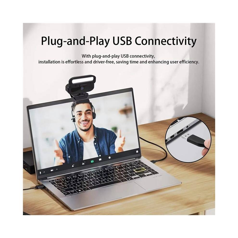 2X 4K 60FPS Live Webcam USB Autofocus Camera PC Rotatable Microphone Fill Light Streaming Camera for PC Laptop