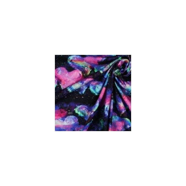 Økotex bomulds jersey, Neon Hearts, Navy/pink