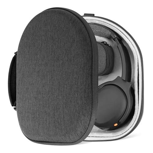 Geekria Shield hörlursfodral för lay flat over-ear-hörlurar, ersättningshårt resefodral med kabelförvaring, kompatibelt med Steelseries, B&W, Skullcandy (Grå)