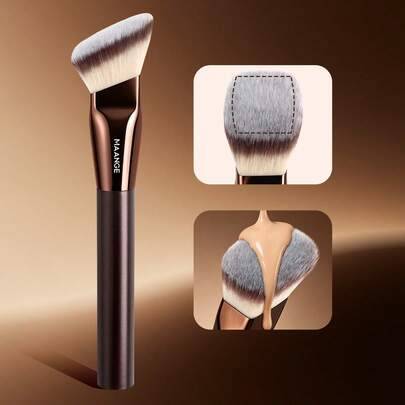1/8 st ansiktsmakeupborstar, vinklad kvadratisk foundationborste, bronzingborste, puderborste, ögonskuggeborste, ögonbrynsborste, concealerborste, syn - Brun