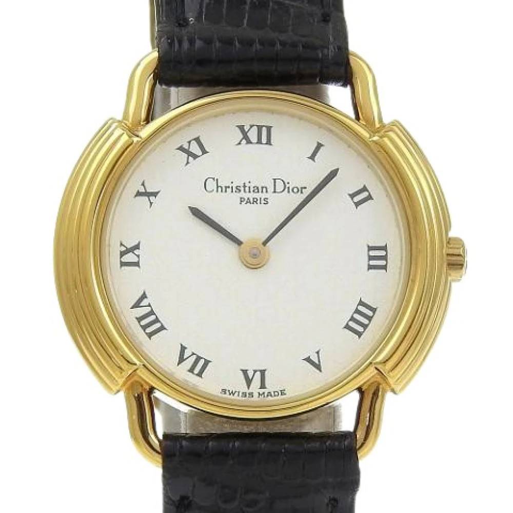 Dior Vintage - Pre-owned Guldpläterad Quartz Klocka Vintage - Dam - ONE Size - Läder