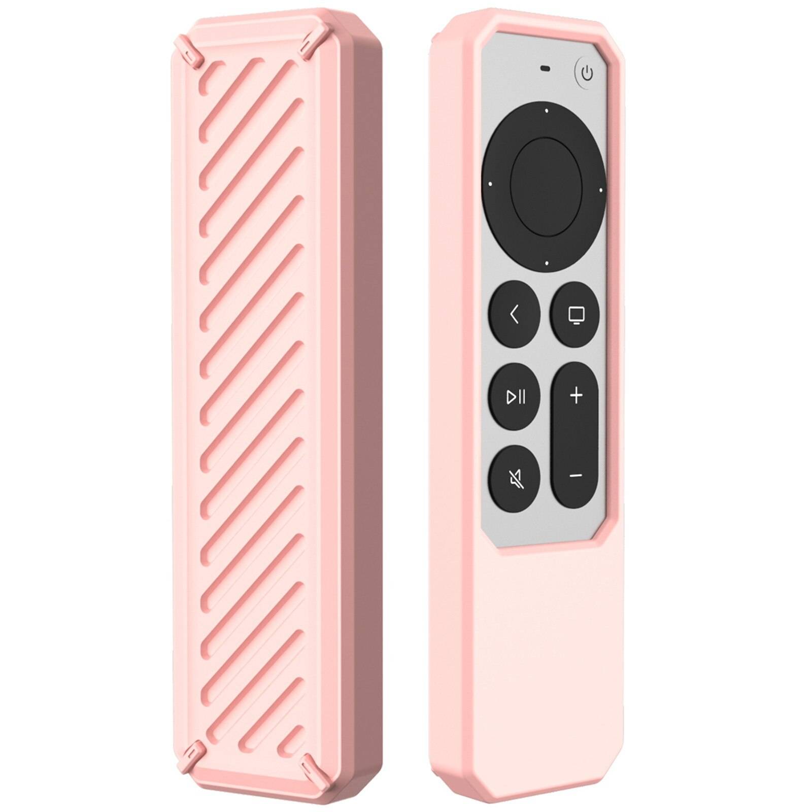 Silikonfjärrskyddsskal för apple tv 4k siri fjärrkontroll anti-halk stötsäkert mjukt fodral skydd fjärrskyddsfodral - Rosa