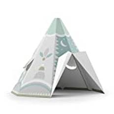 FOLDZILLA Playhouse XXL 1,32 x 1,22 x 1,55 m Made of cardboard Wendy house - Tepee Ethnic Pattern Turquoise