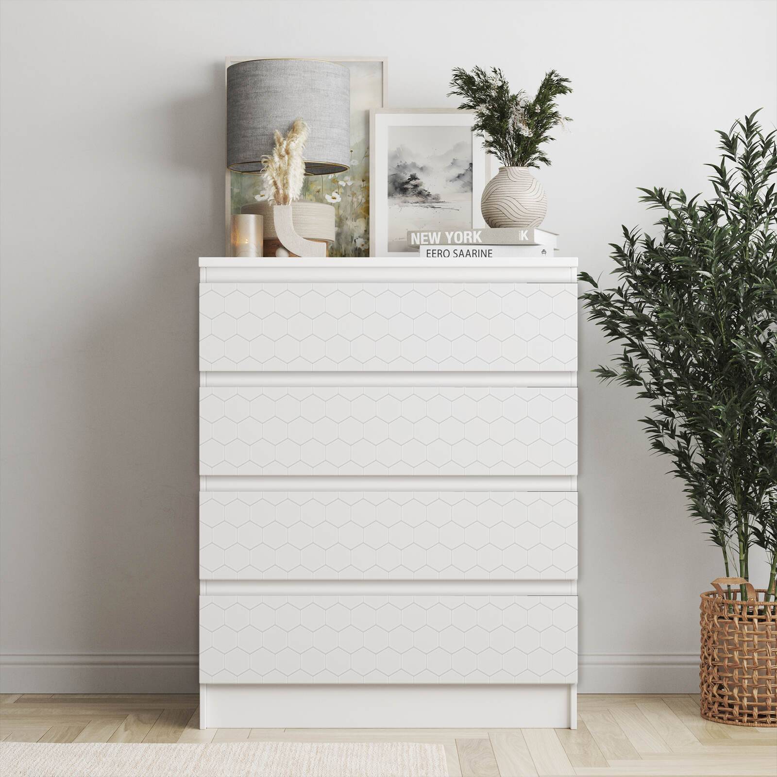 Selvklæbende stickers – Ikea Malm Dekorationer / Vælg størrelse / sekskant mønster