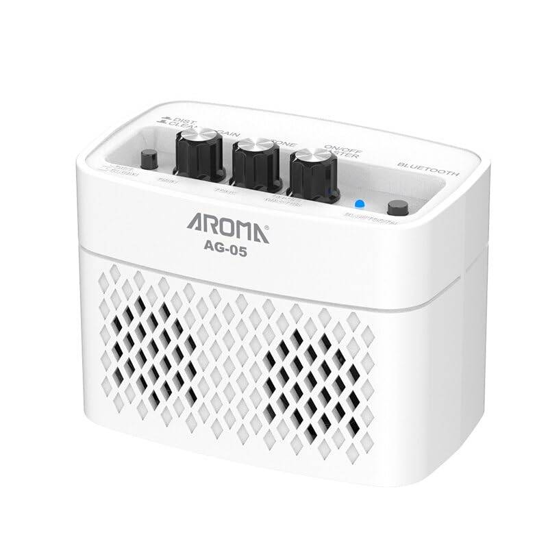 AROMA Aroma Gitarrförstärkare Uppladdningsbar 5W Bluetooth-funktion WHT Inbyggd AG-05 vit