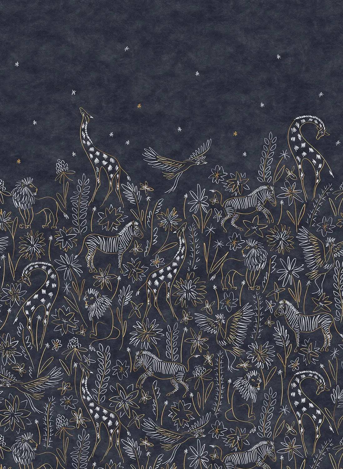 Isidore Leroy Mural Serengeti - Nocturne - black/white