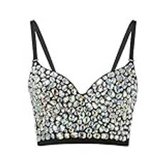 Strass-bh, sexig behå, dambh, bustier, push up, crop-topp, glitter, sportbh, starkt stöd, korsett, topp, klubb, fest, sexig, underkläder, pol, dansbehå, ädelsten, bikini, sexig – bh, glitter, behå