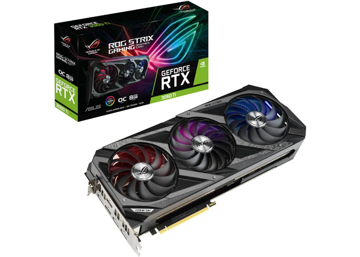 NVIDIA ASUS ROG Strix GeForce RTX 3060 Ti OC 8G Graphics Card (ROG-STRIX-RTX3060TI-O8G-GAMING) - One Size (One Size)
