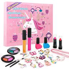 MJARTORIA Julkalendrar Barn Adventskalender Flicka 2022 Skönhet Makeup Julkalender Tonåring 24 överraskningar överraskningspaket med Kosmetisk Enhörning Amuletter Kedja Armband
