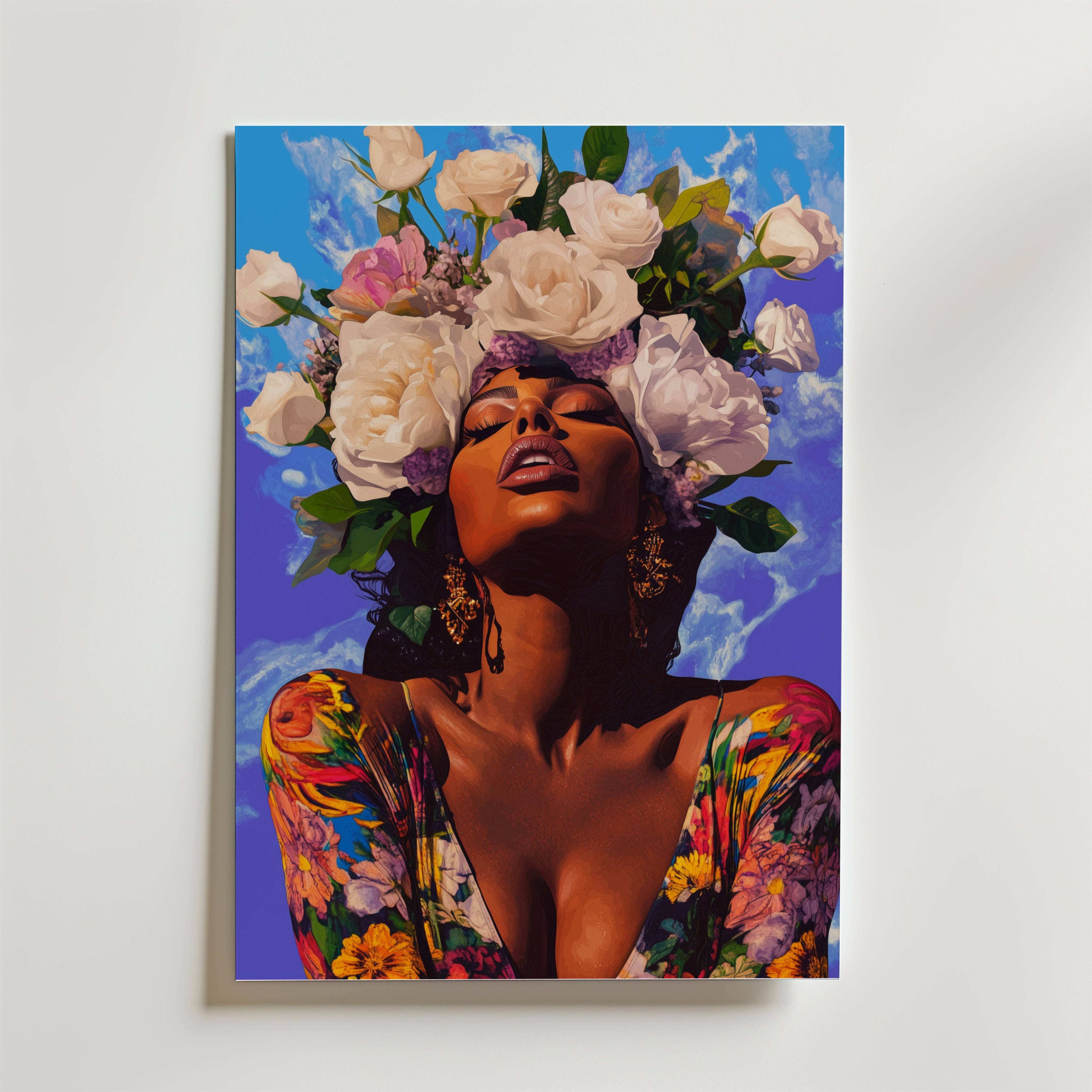 Floral Crown Portrait Poster - Fine Art Poster 100x140 cm