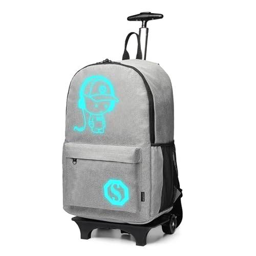 Kono Ryggsäck för barn Glow-in-the-Dark Ryggsäck Vattentät Barnryggsäckar Småbarn Förskola Resväska -Junior Väska48x30x17 (Grå)
