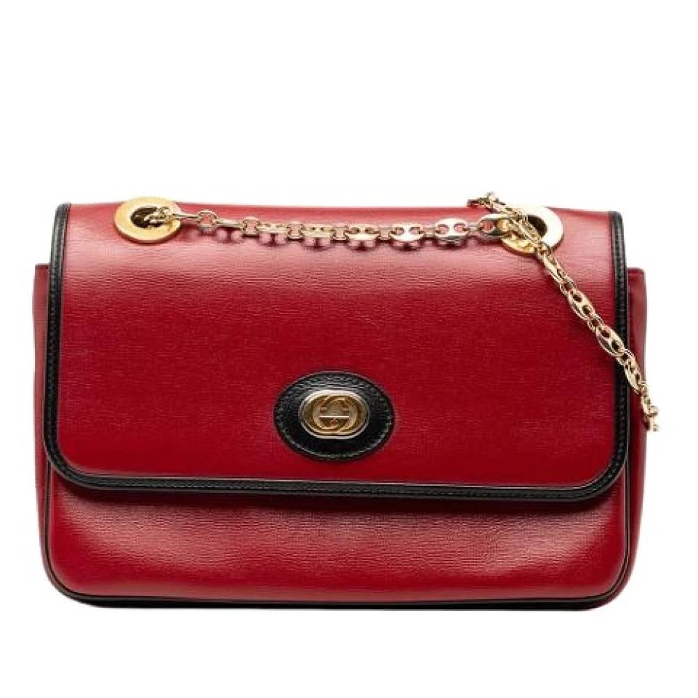 Gucci Vintage Pre-owned Marina Skuldertaske - Vintage - Dame - Rød - ONE SIZE - Uld