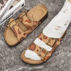 Sommarskor,Slip On Shoes Dam, Mules,Borken Skor,Plattform Sandaler För Dam Tofflor Dam,Bruna tofflor För Dam,Sandaler För Dam Bred - Cashewblomma - CN36,CN37,CN38,CN39,CN40