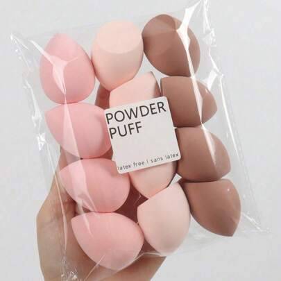 [12 st vattenabsorberande sminksvampar] 12 st latexfria, vattenabsorberande sminksvampar i polyuretan - Lämpliga för flytande foundations, krämfoundat - Multifärgad
