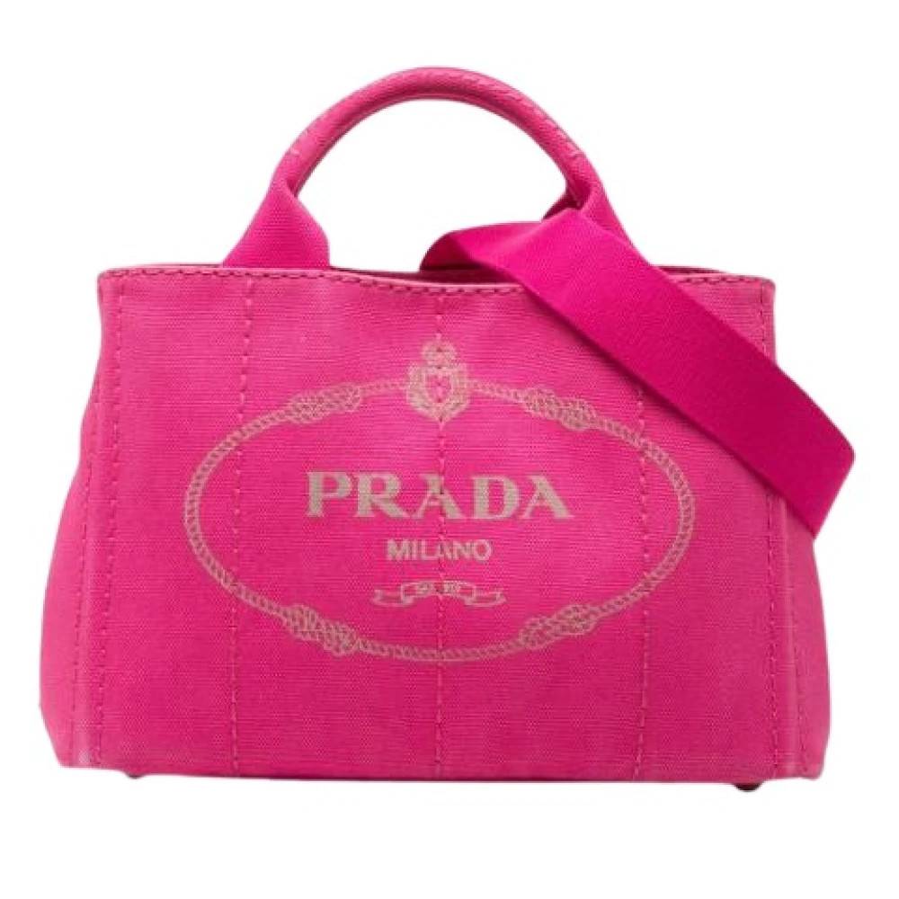 Prada Vintage Pre-owned Canvas Satchel - Vintage - Dame - Lyserød - ONE SIZE -