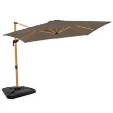 VONROC Premium Hængeparasol Pisogne 300x300cm  inkl krydsfod, 4  fyldbare fliser og overtræk - vierkantet | Trælook | Taupe