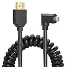 YACSEJAO Micro HDMI till HDMI-kabel, coiled 8K HDMI 2.1 Telescopic Cable High Speed Cable Support 120 Hz 48 Gbps Dynamic HDR för digitala kameror (Left)