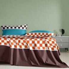 1pc Minimalist Modern Checkered Geometric Thomas Print Flannel Bedsheet, Bedroom Printed Bedsheet, Bedding Set (Excludes Pillowcase)