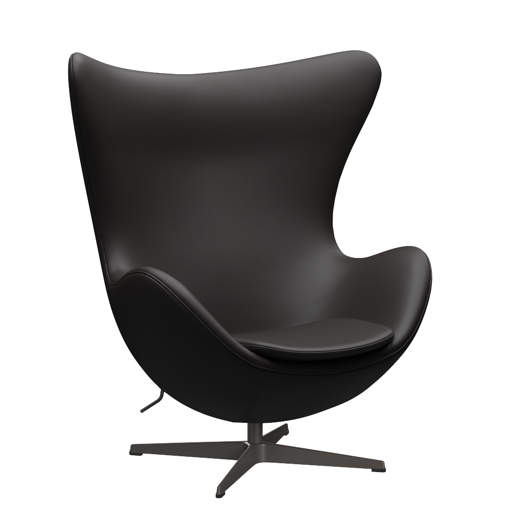 3316 Ægget loungestol, stel i warm graphite af Arne Jacobsen Aura læder - Black Brown - Jacobsen Plus