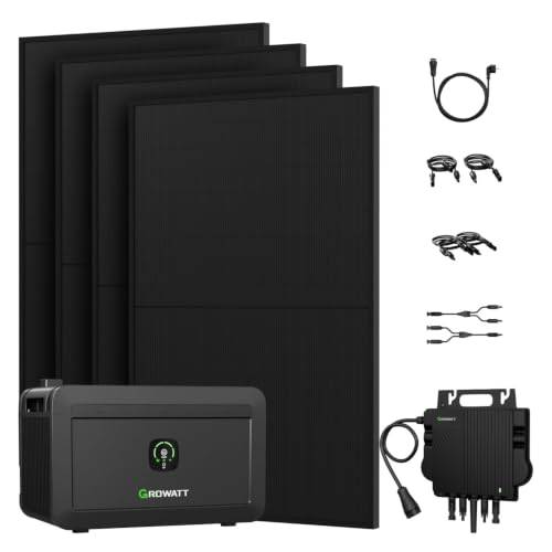 Balkonkraftwerk mit Speicher Growatt NOAH 2000 2048Wh Speicher mit NEO800W Mikrowechselrichter und Bifaziale 1800W Solarmodule für Balkonkraftwerk, 0% MwSt (NOAH 2000 * 1+NEO800W+1800W)
