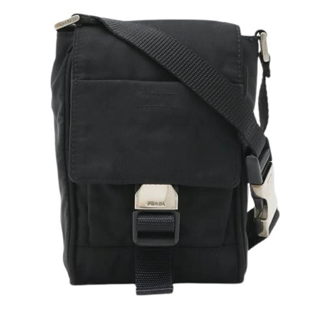 Prada Vintage - Pre-owned Triangle Logo Nylon Leather 2way Axelremsväska Vintage - Dam - ONE Size - Nylon